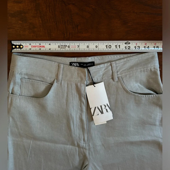 NWT Zara High waisted pants with‎ five pockets. Wide leg. Front zip, metal hook - Picture 4 of 8